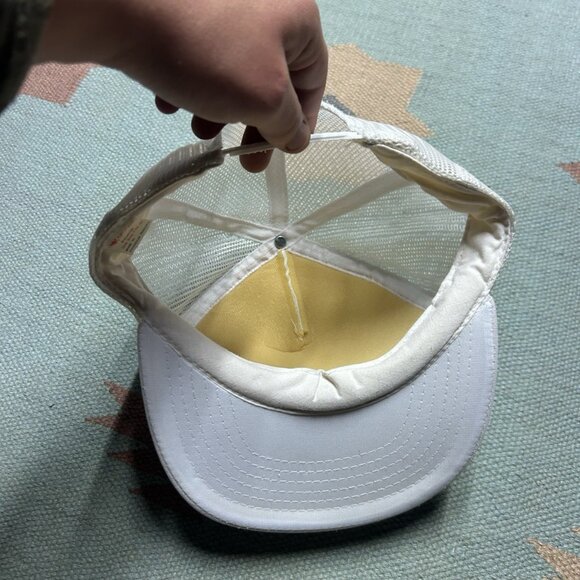 Vintage 80s 90s trucker hat mesh cap blank white snapback plain adjustable - Picture 6 of 9